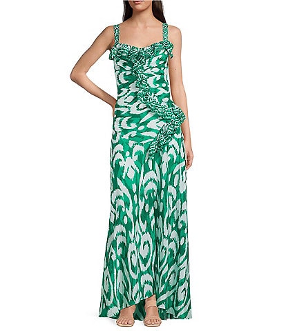 Alex Marie Lima Ruffle Sleeveless Sweetheart Cotton Maxi Dress