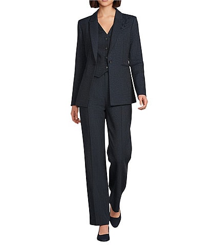 Alex Marie Liza Novelty Stripe Suiting Peak Lapel Long Sleeve Jacket