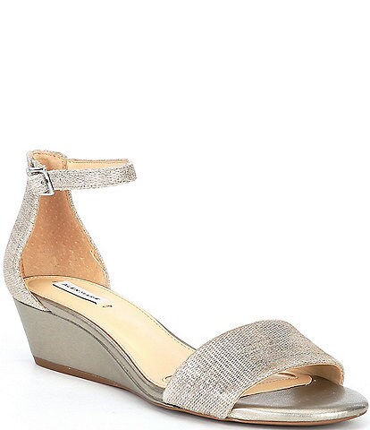 Alex Marie MairiTwo Metallic Leather Ankle Strap Wedge Sandals