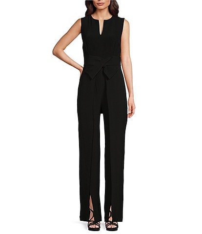 Alex Marie Petite Size Barbara Split V-Neck Crossover Waist Slit Front Leg Jumpsuit