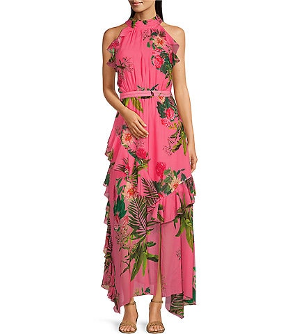 Alex Marie Petite Size Fiona Halter Neck Floral Sleeveless Gown