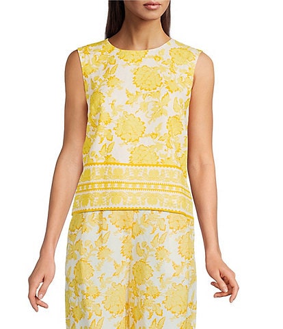 Alex Marie Remi Floral Linen Sleeveless Blouse
