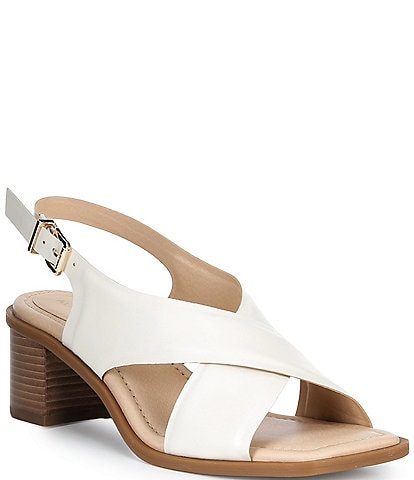 Alex Marie Ryanne Leather Sling Back Stack Heel Sandals
