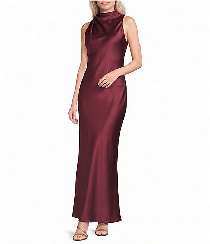 Alex Marie Sonja Satin High Neck Halter Gown