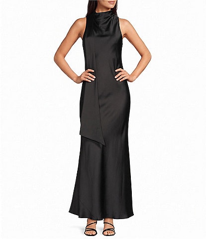 Alex Marie Sonja Satin High Neck Halter Gown