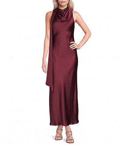 Alex Marie Sonja Satin High Neck Halter Gown