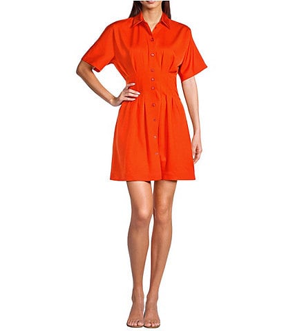 Alex Marie Sophia Button Down Collared Short Sleeve Dress