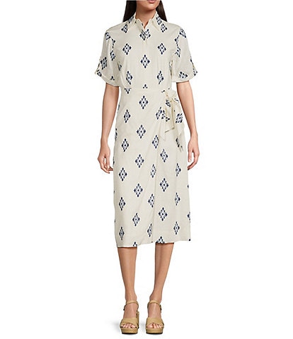 Alex Marie Tiffany Linen Short Sleeve Midi Wrap Dress