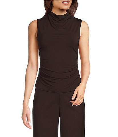 Alex Marie Wendy Draped Cowl Neck Sleeveless Blouse