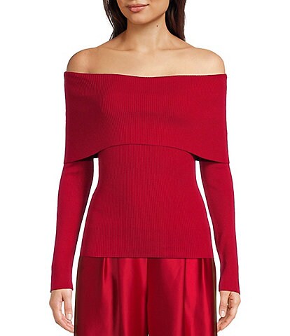Alex Marie Whitney Off-the-Shoulder Long Sleeve Sweater