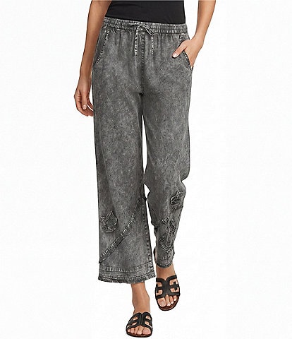 Ali Miles Coordinating Applique Drawstring Straight Pull-On Pants