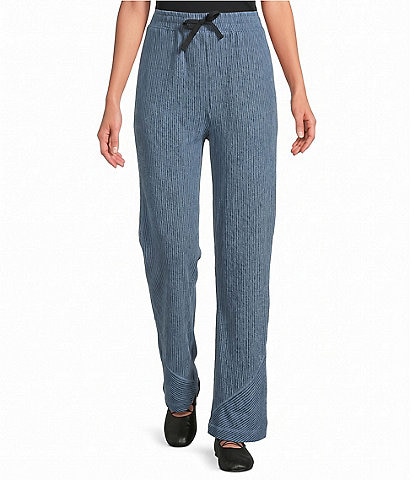 Ali Miles Coordinating Knit Yarn Dye Stripe Straight Leg Pull-On Pants