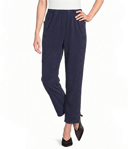 Ali Miles Knit Slight Barrel Leg Crop Length Pull-On Pants