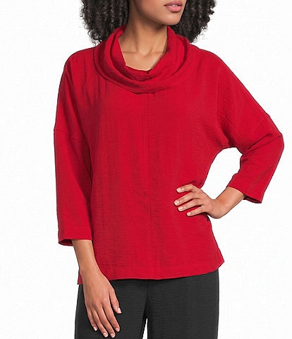 Ali Miles Petite Size Cowl Neck 3/4 Dolman Sleeve Popover Top