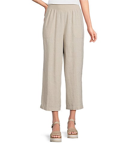 Ali Miles Petite Size Wide Leg Pull-On Cropped Pants