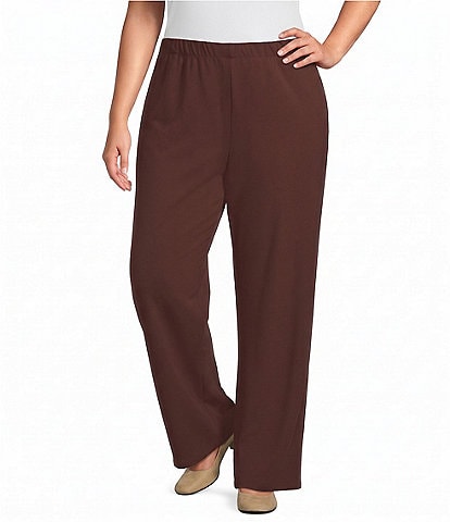 Ali Miles Plus Size Knit Flared Leg Pull-On Pant