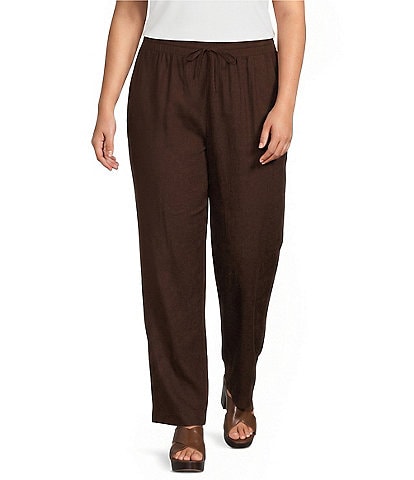 Ali Miles Plus Size Ribbed Waist Wide Leg Pants