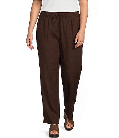 Ali Miles Plus Size Ribbed Waist Wide Leg Pants