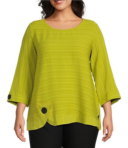 Tulip Sleeve Blouse (Medium) Green at  Women's Clothing store