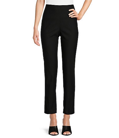 Ali Miles Solid Woven Skinny Leg No Waist Pull-On Ankle Pants