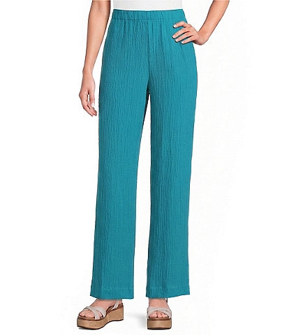 Ali Miles Woven Pull On Wide Leg Ankle Length Pants