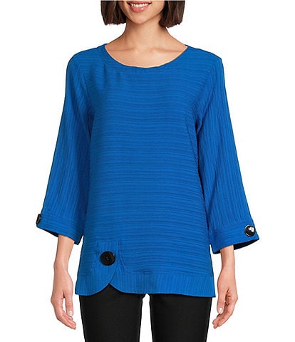 Jm Collection Petite Painted Jacquard 3/4-Sleeve Top, Created for