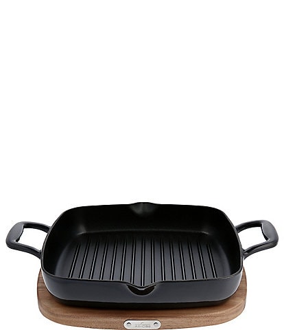 All-Clad Cast Iron 11#double; Square Grill with Wood Trivet