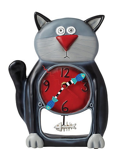 Allen Designs Black Kitty Cat Pendulum Wall Clock