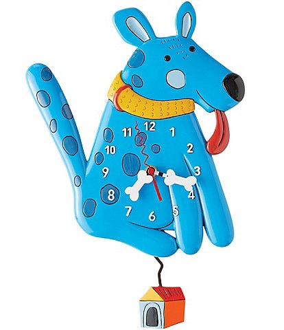 Allen Designs Enesco Allen Designs Blue Buddy Dog Pendulum Wall Clock