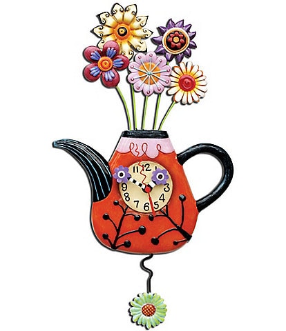 Allen Designs Enesco Allen Designs Flower-tea-ful Pendulum Wall Clock