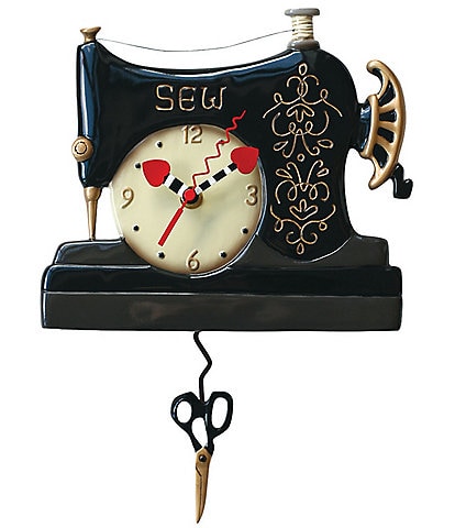 Allen Designs Vintage Stitch Sewing Machine Pendulum Wall Clock