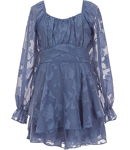 Allison & Kelly Big Girls 7-16 Blouson-Sleeve Floral Jacquard Chiffon Romper