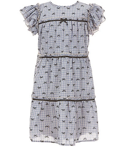 Allison & Kelly Big Girls Flocked Bow Chiffon Ruffle Dress