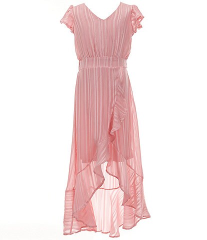 Allison & Kelly Big Girls 7-16 Flutter-Sleeve Striped Satin Long Dress