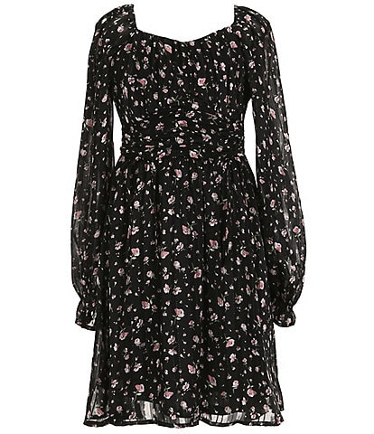 Allison & Kelly Big Girls 7-16 Long Sleeve Ditsy-Floral Empire-Waist Dress