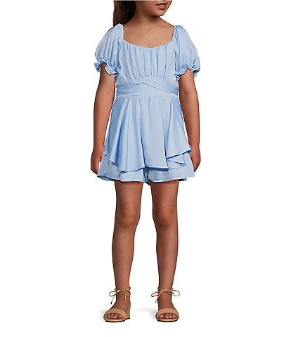 Allison & Kelly Big Girls 7-16 Puffed-Sleeve Emma Dull-Satin Romper