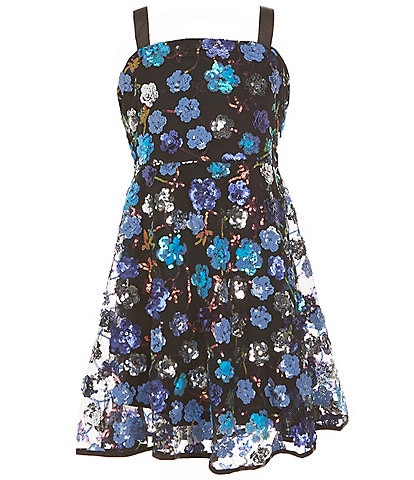 Allison & Kelly Big Girls 7-16 Sleeveless Sequin-Embellished Floral Fit & Flare Dress
