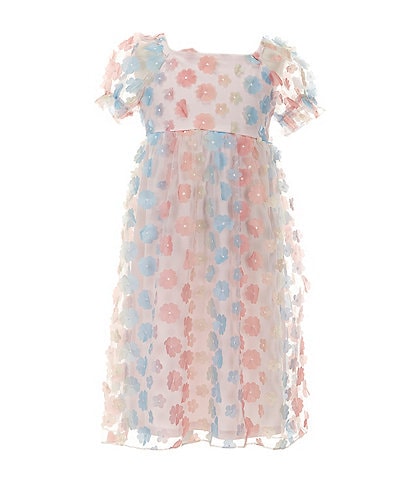 Allison & Kelly Little Girls 4-6X Puffed-Sleeve Ombre Mesh Long A-Line Dress