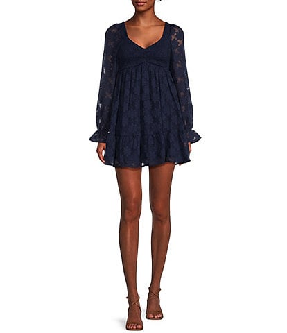 Allison & Kelly Long Sleeve Jacquard Smock Dress