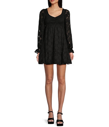 Allison & Kelly Long Sleeve Jacquard Smock Dress