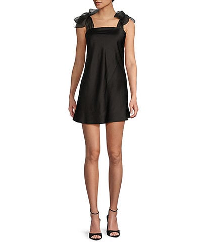 Allison & Kelly Satin Bow Straps Square Neck Dress