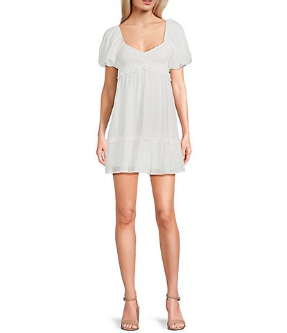 Allison & Kelly Smocked V-Neck Short Sleeve Dress