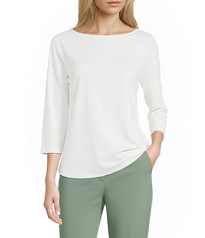 Allison Daley 3/4 Sleeve Boat Neck Knit Top