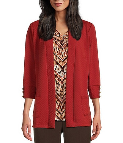 Allison Daley 3/4 Sleeve Open Front Patch Pocket Cardigan