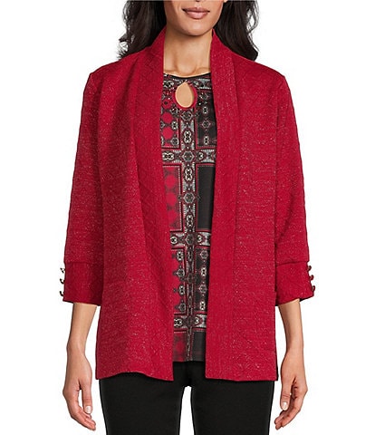 Allison Daley 3/4 Sleeve Open Front Patch Pocket Cardigan