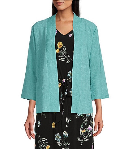 Allison Daley 3/4 Sleeve Open Front Texture Knit Cardigan