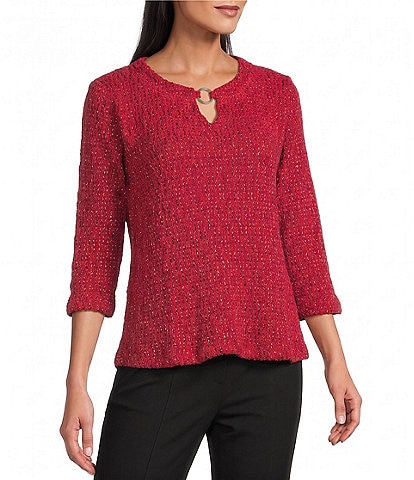 Allison Daley 3/4 Sleeve V-Neck Keyhole Knit Top