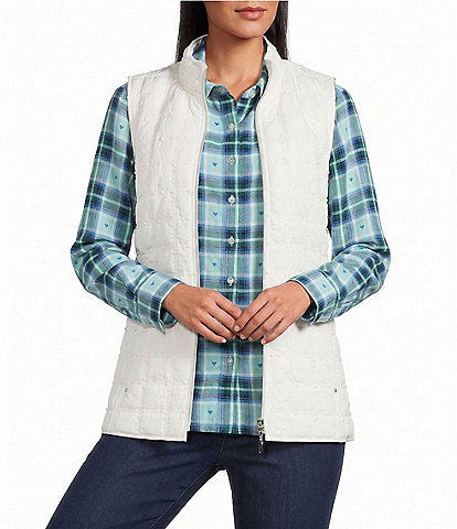 Allison Daley Boucle Knit Sleeveless Two-Way Zip Front Vest