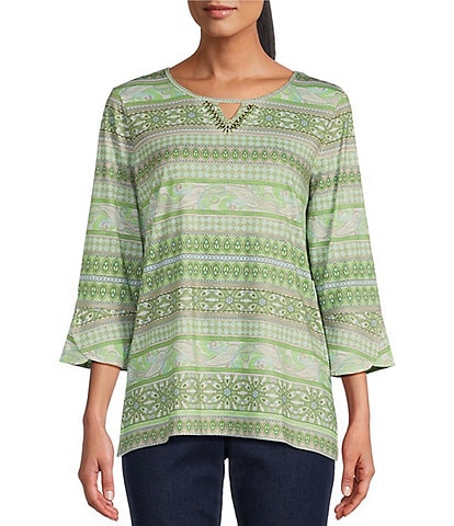 Lucky Brand Knit Crew Neck Short Sleeve Rolling Stone Sequin
