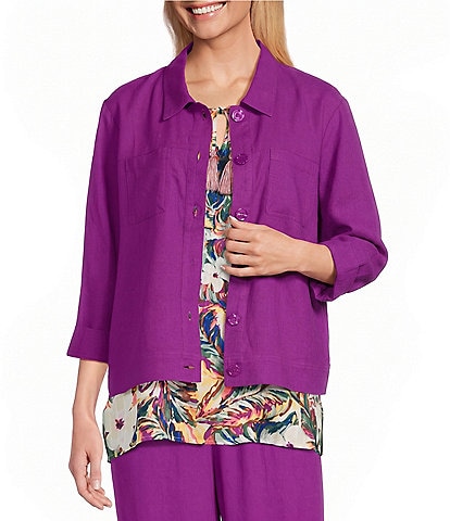 Allison Daley Long Sleeve Button Front Point Collar Soft Jacket